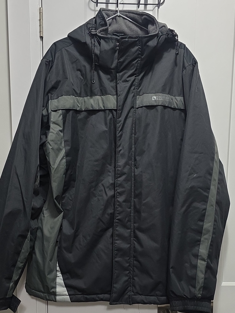 Mountain Warehouse Men's Black and Dark Gray Hooded Raincoat